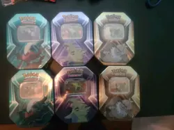 Lot of 6 Triple Whammy Collector Sealed Tin Set Pokemon TCG (18 Booster Packs) - Image 1