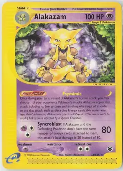Alakazam 33/165 Rare Expedition Base Set Pokemon Near Mint - Image 1