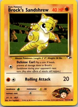 BROCK'S SANDSHREW 71/132 C GYM HEROES POKEMON UNLIMITED NM - Image 1