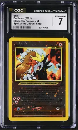 Pokemon Entei 34 WOTC Movie Black Star Promo(2001) Reverse HOLO Swirl CGC 7 NM - Image 1