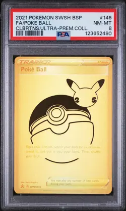 Poke Ball 146 Celebrations Ultra Premium Pokemon PSA 8 - Image 1