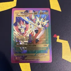 Pokemon TCG Rainbow Foil Zacian And Zamazenta Tag Team GX 63/100 Mint Condition - Image 1