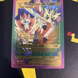 Pokemon TCG Rainbow Foil Zacian And Zamazenta Tag Team GX 63/100 Mint Condition - Image 2