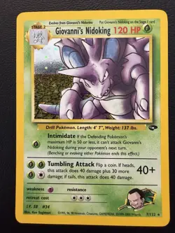 Pokemon lp-mp Giovanni's Nidoking Holo Rare 7/132 Gym Challenge English - Image 1