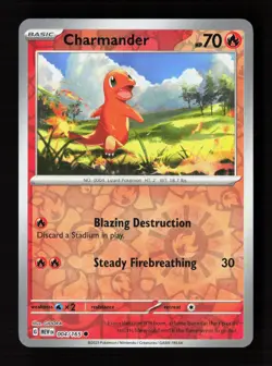 Charmander 004/165 Common 151 Pokemon Reverse Holo Near Mint - Image 1