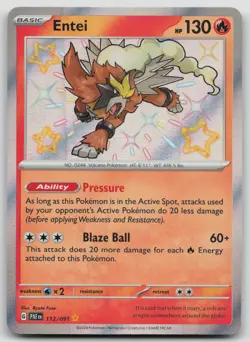 Entei 112/091 Shiny Rare SV: Paldean Fates LP Pokemon - Image 1