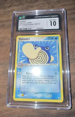 Pokemon TCG CGC 10 Gem Mint Poliwhirl 68/115 Unseen Forces Regular - Image 1
