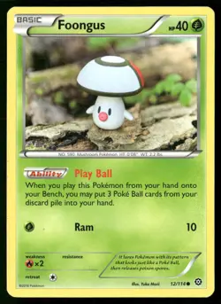 Foongus 12/114 Common Steam Siege Pokemon Damaged - Image 1