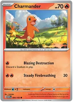 4 X CHARMANDER 004/165 Common Pokemon 151 English - Image 1