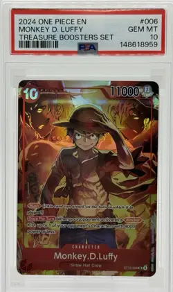 2024 One Piece EN Monkey D. Luffy ST10-006 SR Treasure Boosters Set PSA 10 - Image 1