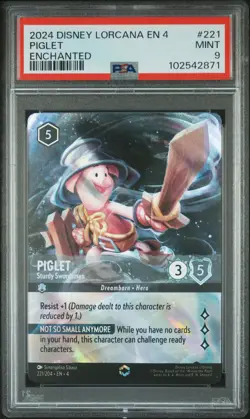 2024 DISNEY LORCANA EN 4-URSULA'S RETURN #221 PIGLET - STURDY SWORDSMAN PSA 9 - Image 1