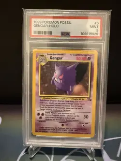1999 Pokemon Fossil #5 Gengar - Holo PSA 9 - Image 1