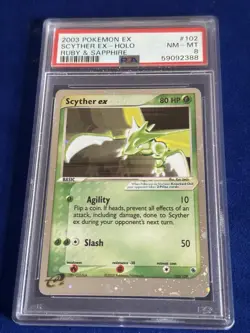 Scyther EX 102/109 Holo Pokemon Card Ruby & Sapphire PSA 8 NM-MINT - Image 1