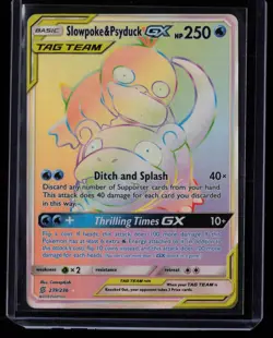 Slowpoke & Psyduck GX 239/236 Pokemon Unified Minds Rainbow Rare Near Mint - Image 1