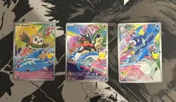 Pokemon First Partner Illustration Collection Gen 7 Litten Rowlet Popplio Set NM - Image 1