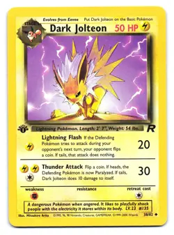 Dark Jolteon 38/82 Uncommon Team Rocket Pokemon 1st Edition MP - Image 1