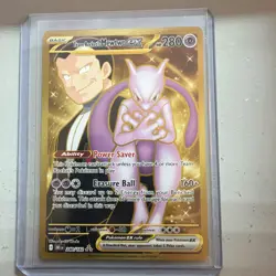 Pokemon Destined Rivals Team Rocket’s Mewtwo ex 240/182 Gold Hyper Rare NM - Image 1