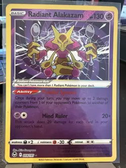Radiant Alakazam 059/195 Silver Tempest Holo Rare Pokemon TCG Card NM - Image 1