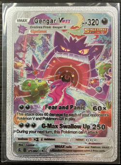 Gengar Vmax Silver Foil Fan Art Vinyl Collector Pokemon Card Costumed - Image 4