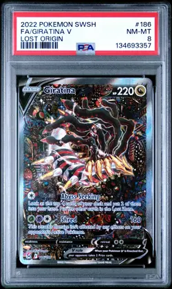 2022 Pokemon Sword & Shield Lost Origin #186 Full Art Giratina V PSA 8 - Image 1