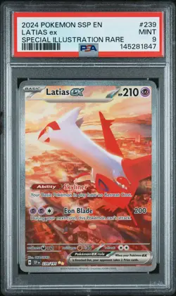 2024 POKEMON SSP EN-SURGING SPARKS SPECIAL ILLUSTRATION RARE LATIAS EX PSA 9 - Image 1