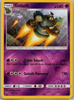 Golurk 44/73 Uncommon Shining Legends Pokemon Reverse Holo Lightly Played - Image 1
