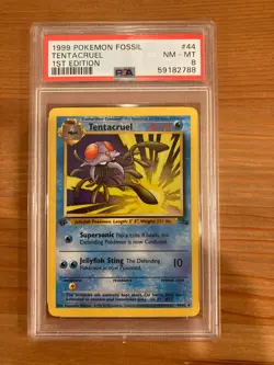 Pokemon TCG Fossil 1st Edition Tentacruel 44/62 Regular PSA 8 NM-MT - Image 1