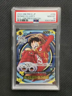 PSA 10 Monkey D. Luffy 2024 Foil PCC One Piece Day 24 Promo OP07-109 SR Japanese - Image 1
