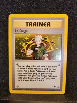 Pokemon TCG Lt. Surge 017/132 Gym Heroes Trainer Holo Rare Swirl - Image 1