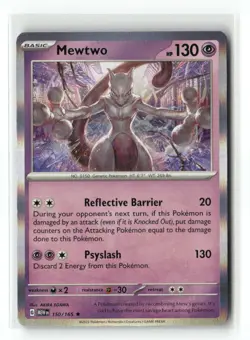 Mewtwo 150/165 Rare 151 Pokemon Holo Near Mint - Image 1