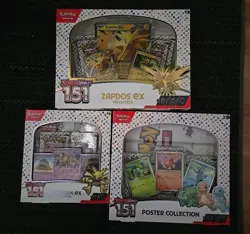 Pokemon TCG: 151 Poster Zapdos EX Alakazam EX collection Box (Lot of 3) - Image 1