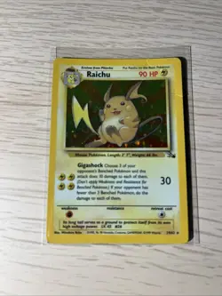 Pokemon Raichu Fossil Holo Rare 14/62 WOTC 1999 Creased - Image 1