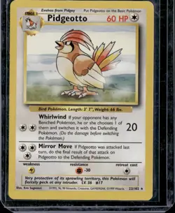 Pokemon 1999 Base Unlimited PIDGEOTTO 22/102 #17 - Image 1