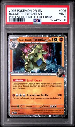 Pokemon Rocket's TYRANITAR 096/182 PSA 9 | Mint | Pokemon Center | 2025 - Image 1