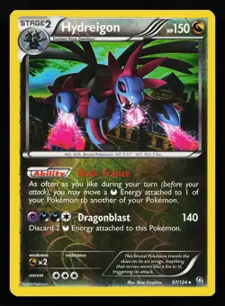 Hydreigon 97/124 Reverse Holo Rare Dragons Exalted Pokemon Card - Image 1