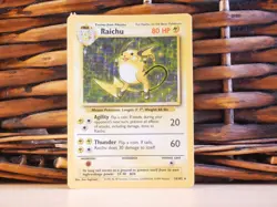 Pokemon RAICHU 14/102 | HOLO RARE | LP Light Play | Base Set | 1999 - Image 1