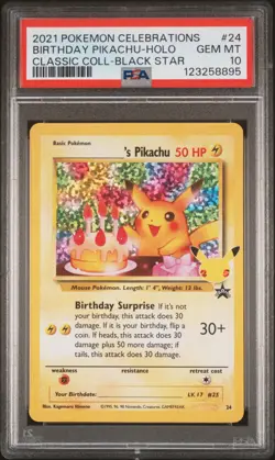Pokemon BIRTHDAY PIKACHU 24 PSA 10 | Gem Mint | Pokemon Celebrations 25th | 2021 - Image 1