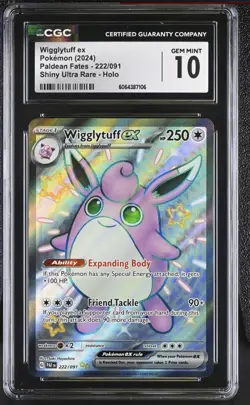 Wigglytuff EX Shiny Ultra Rare Card 222/091 Sv: Paldean Fates Cgc 10 Psa 10 - Image 1