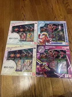 One Piece Bandai TCG Illustration Box Vol. 1-4 Set Booster Promo Cards Sealed - Image 1