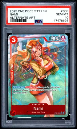 One Piece Nami ST21-009 Alt Art PSA 10 | ST21 Starter Deck EX GEAR5 | 2025 - Image 1