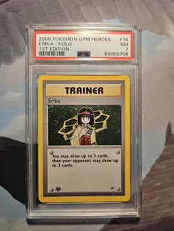 Pokemon Cards: Gym Heroes 1st Edition Rare Holo: Erika 16/132 PSA 7 - Image 1