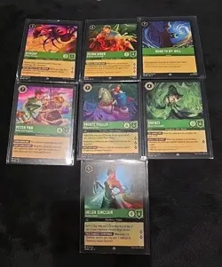 Disney Super Rare LORCANA CARD LOT Of 7 Helga, Flynn, Shenzi, Scrooge, Jafar - Image 1