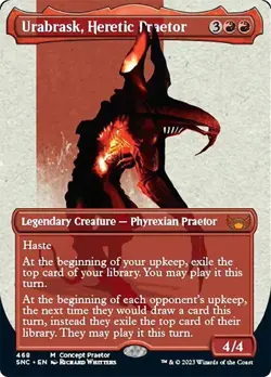 NM Borderless Urabrask, Heretic Praetor, MTG, Streets of New Capenna, Magic, 468 - Image 1