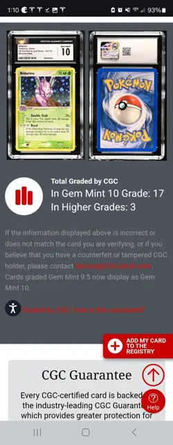 (POP 17) CGC 10 GEM MINT Nidorino Holo 41/112 EX Fire Red & Leaf Green Pokemon - Image 4