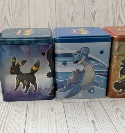 Lot Of 6 Collectible Pokemon Tins Stackable Pokemon Type Themed EMPTY - Image 3