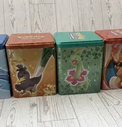 Lot Of 6 Collectible Pokemon Tins Stackable Pokemon Type Themed EMPTY - Image 4