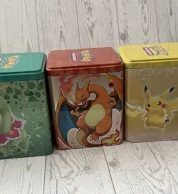 Lot Of 6 Collectible Pokemon Tins Stackable Pokemon Type Themed EMPTY - Image 5