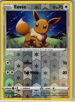 Eevee 130/185 Reverse Holo SWSH04: Vivid Voltage - Pokemon Card - NM - Image 1