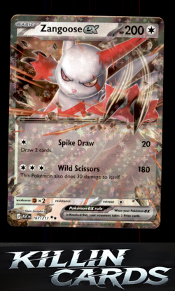 Zangoose ex 167/217 Pokemon Double Rare ME: Ascended Heroes Card NM - Image 1