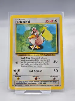 Pokemon TCG Farfetch'd Base Set, Card 27/102, 1999 Unlimited Uncommon - Image 1